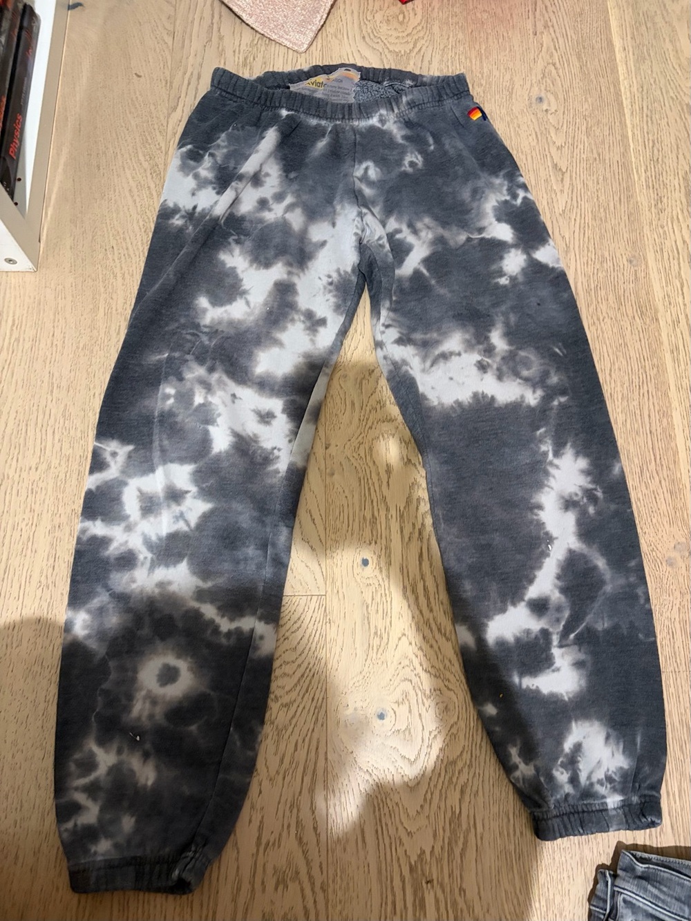 Aviator Nation Gray & White Tie-Dye Jogger Pants
